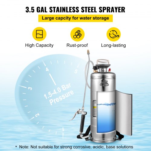 35Gal Stainless Steel Sprayerl Set with 20 Wand Handle 3FT Reinforced