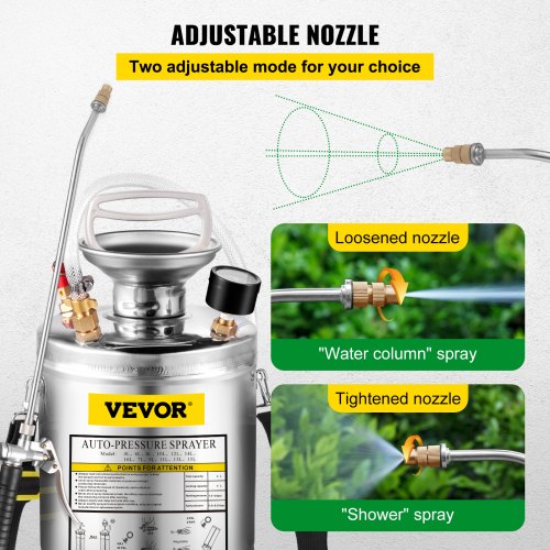 1 Gallon Stainless Steel Sprayer 12 Wand 3FT Reinforced Hose Hand Pump
