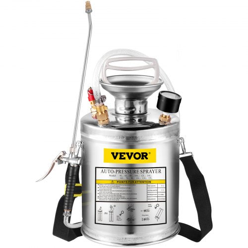 1 Gallon Stainless Steel Sprayer 12 Wand 3FT Reinforced Hose Hand Pump
