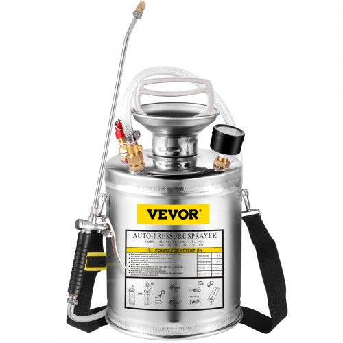 1 Gallon Stainless Steel Sprayer 12 Wand 3FT Reinforced Hose Hand Pump