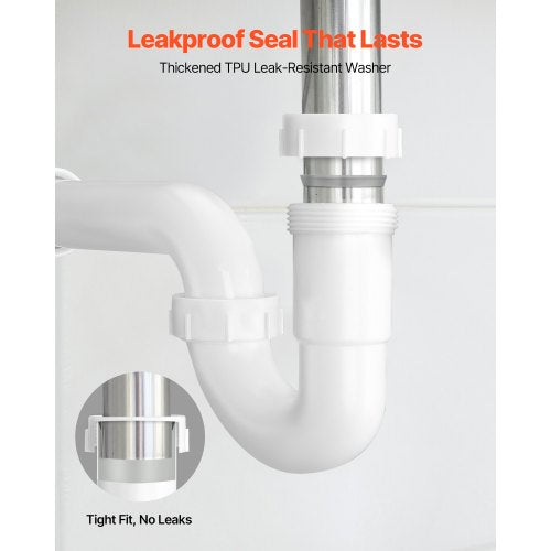 PTrap 112 Inch P Trap Sink Drain Pipe Kit with Threaded Adapter and TPU