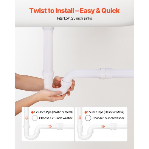 PTrap 112 Inch P Trap Sink Drain Pipe Kit with Threaded Adapter and TPU