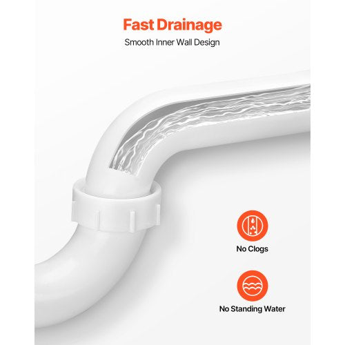 PTrap 112 Inch P Trap Sink Drain Pipe Kit with Threaded Adapter and TPU