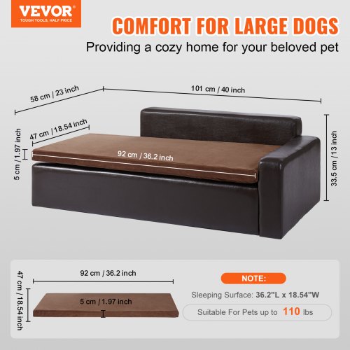 Pet Sofa Dog Couch for LargeSized Dogs and Cats Soft Leather Dog Sofa