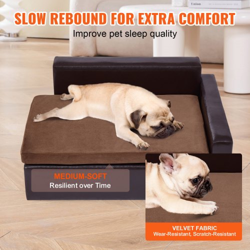 Pet Sofa Dog Couch for MediumSized Dogs and Cats Soft Leather Dog Sofa