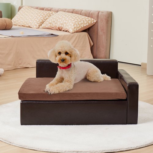Pet Sofa Dog Couch for MediumSized Dogs and Cats Soft Leather Dog Sofa
