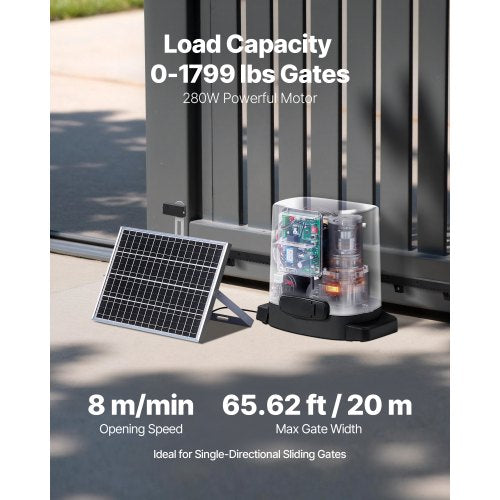 Solar Sliding Gate Opener 280W Electric Gate Opener for Doors up to 656ft