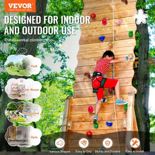 32 Rock Climbing Holds MultiSize and MultiColored Climbing Rocks for Kids