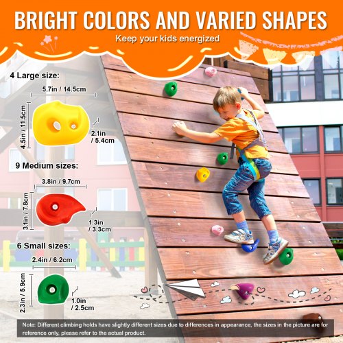 32 Rock Climbing Holds MultiSize and MultiColored Climbing Rocks for Kids