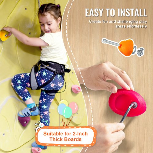 32 Rock Climbing Holds MultiSize and MultiColored Climbing Rocks for Kids