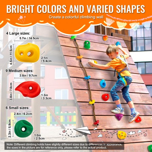 32 Rock Climbing Holds MultiSize and Colored Climbing Rocks for Kids