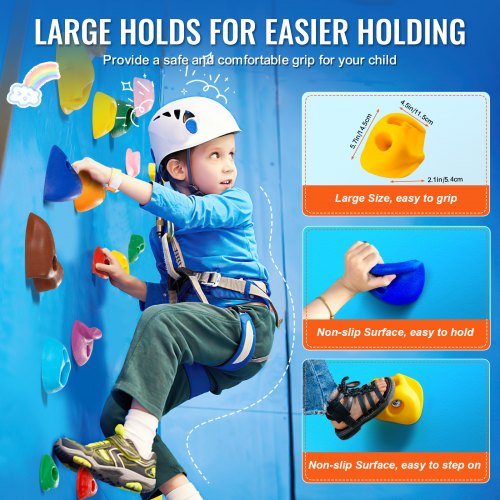 32 Rock Climbing Holds MultiSize and Colored Climbing Rocks for Kids
