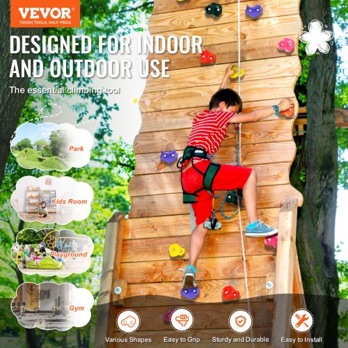 72 Rock Climbing Holds MultiSize and MultiColored Climbing Rocks for Kids