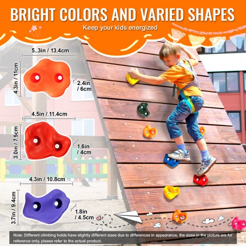 72 Rock Climbing Holds MultiSize and MultiColored Climbing Rocks for Kids
