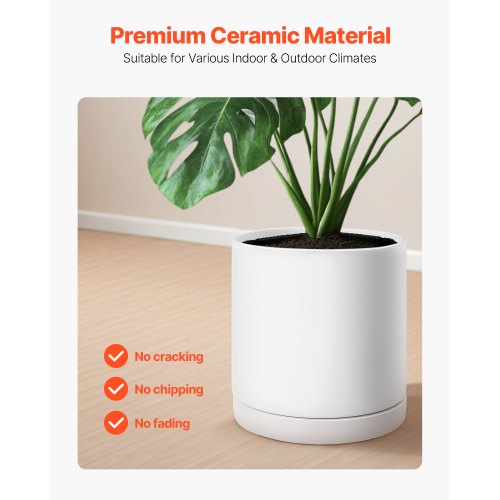 Plant Pot 12Inch Large Cylinder Planter with Drainage Holes NonSlip Pads
