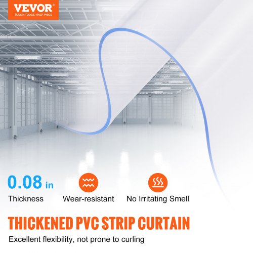 Strip Curtain 96 Height x 48 Width 008 Thickness 8PCS Clear PVC Strip