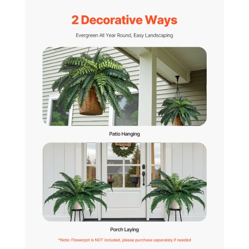 Artificial Ferns 2 Pcs Natural Spread Diameter 3539 Inch Large Hanging