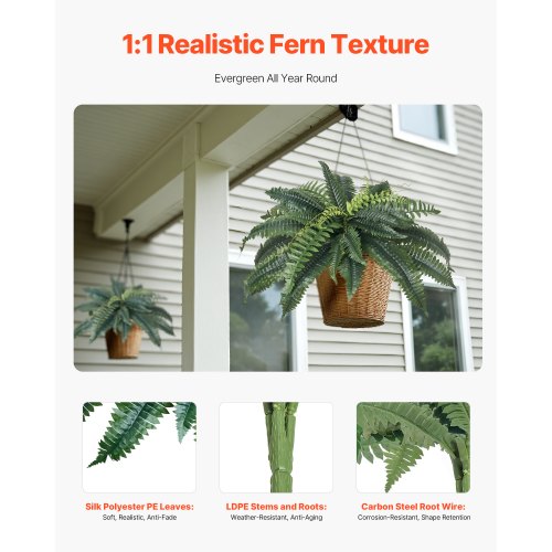 Artificial Ferns 2 Pcs Natural Spread Diameter 3134 Inch Large Hanging