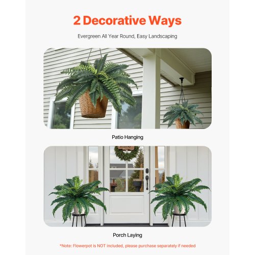 Artificial Ferns 2 Pcs Natural Spread Diameter 3134 Inch Large Hanging
