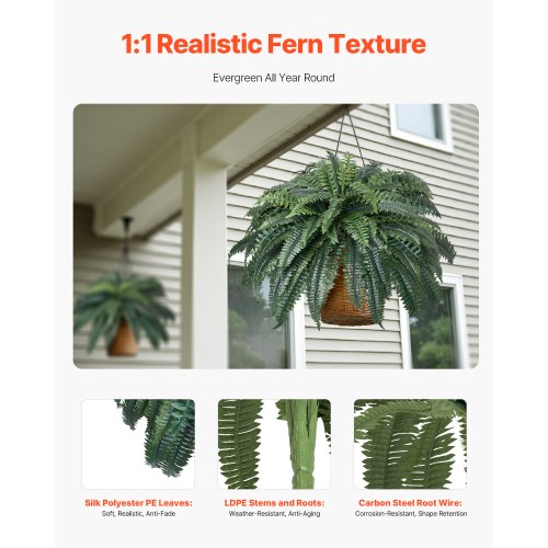 Artificial Ferns Natural Spread Diameter 4347 Inch Large Hanging