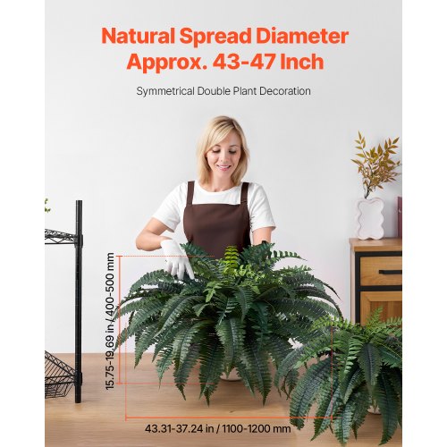 Artificial Ferns 2 Pcs Natural Spread Diameter 4347 Inch Large Hanging
