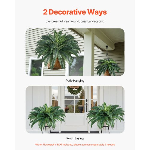 Artificial Ferns 2 Pcs Natural Spread Diameter 4347 Inch Large Hanging