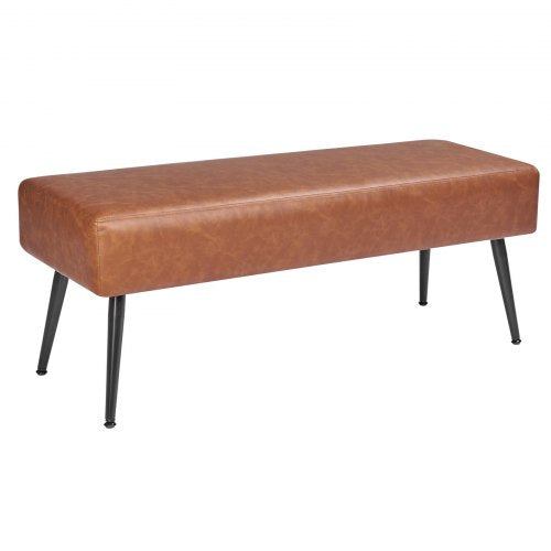 Leather Bedroom Bench PU Leather Bench with Metal Legs and with Stitching