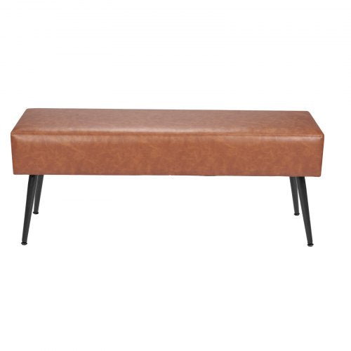 Leather Bedroom Bench PU Leather Bench with Metal Legs and with Stitching