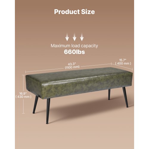 Leather Bedroom Bench PU Leather Bench with Metal Legs and with Stitching 1