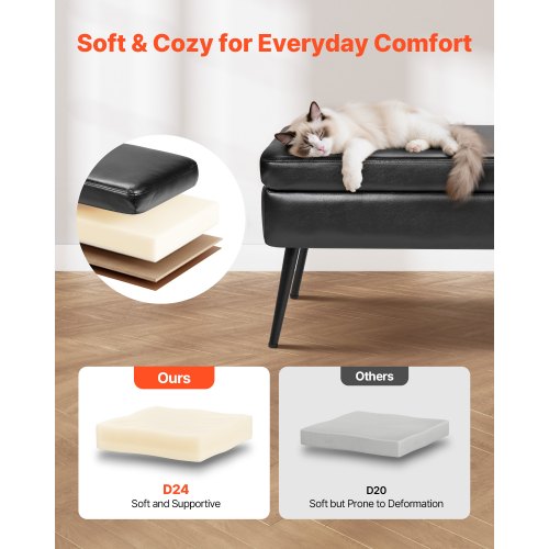 Leather Storage Ottoman Bench PU Leather Bench with Storage and Metal Legs 1