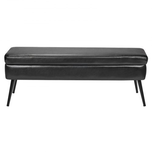 Leather Storage Ottoman Bench PU Leather Bench with Storage and Metal Legs 1
