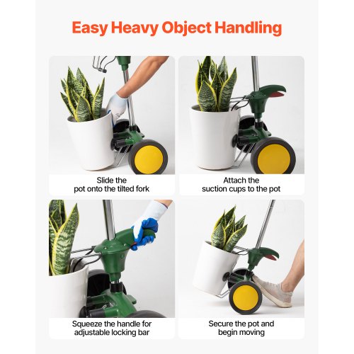 Garden Pot Mover Heavy Duty Plant Dolly Cart with Adjustable Grabbing Arm