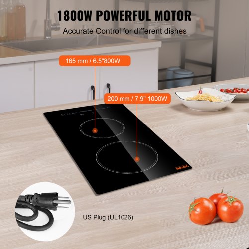 Built in Electric Stove Top 20 x 11.6 inch 2 Burners 240V Glass Radiant
