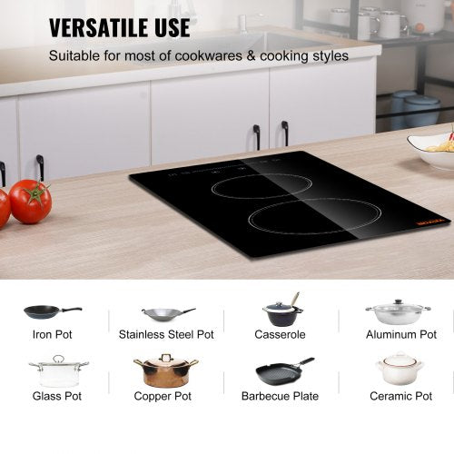 Built in Electric Stove Top 20 x 11.6 inch 2 Burners 240V Glass Radiant
