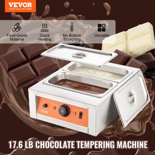 Chocolate Tempering Machine 17.6 Lbs 2 Tanks Chocolate Melting Pot TEMP