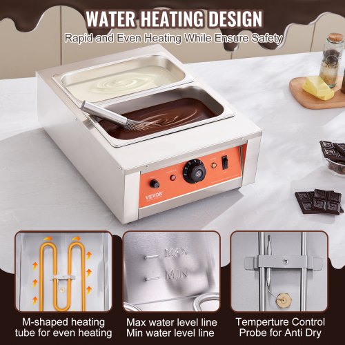 Chocolate Tempering Machine 17.6 Lbs 2 Tanks Chocolate Melting Pot TEMP