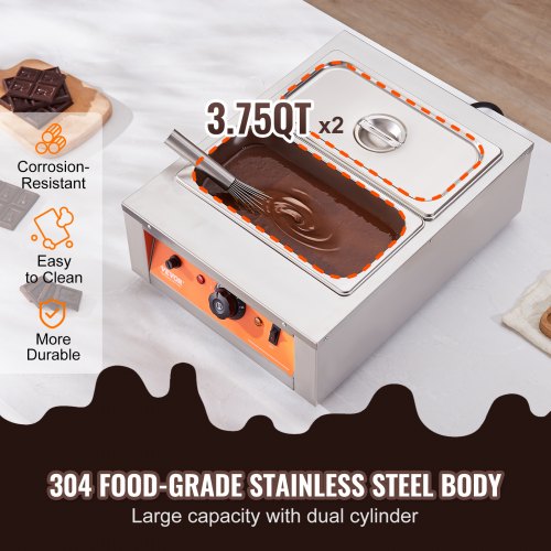 Chocolate Tempering Machine 17.6 Lbs 2 Tanks Chocolate Melting Pot TEMP