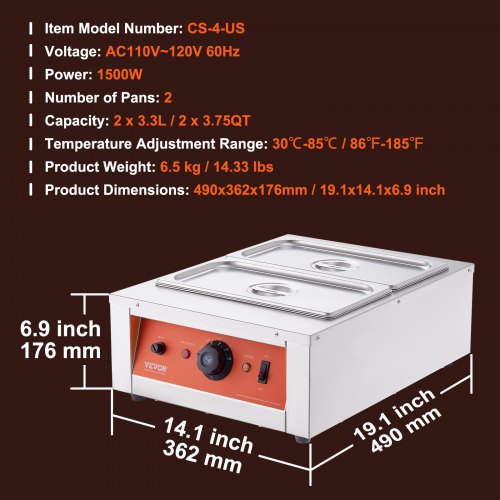Chocolate Tempering Machine 17.6 Lbs 2 Tanks Chocolate Melting Pot TEMP