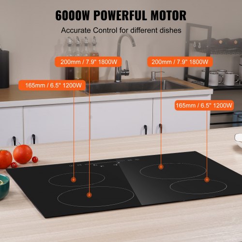 Built in Electric Stove Top 232 x 20.5 inch 4 Burners 240V Glass Radiant