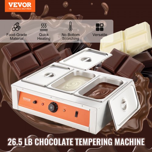 Chocolate Tempering Machine 26.5 Lbs 3 Tanks Chocolate Melting Pot TEMP