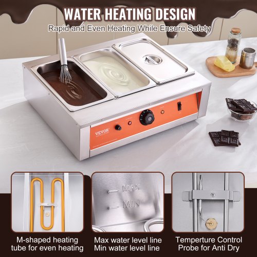 Chocolate Tempering Machine 26.5 Lbs 3 Tanks Chocolate Melting Pot TEMP