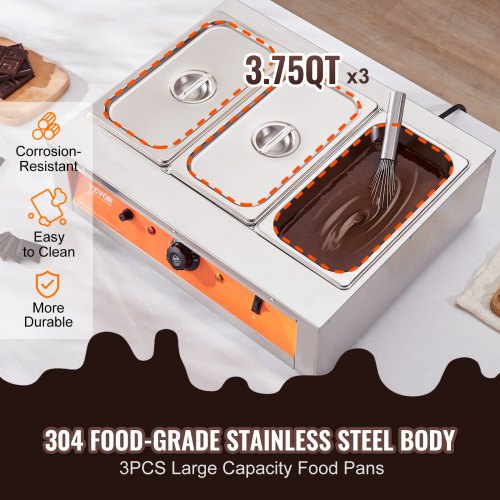 Chocolate Tempering Machine 26.5 Lbs 3 Tanks Chocolate Melting Pot TEMP