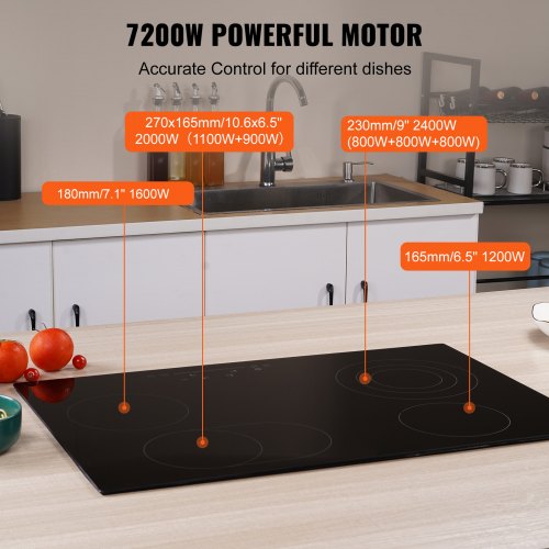 Built in Electric Stove Top 303 x 20.5 inch 4 Burners 240V Glass Radiant