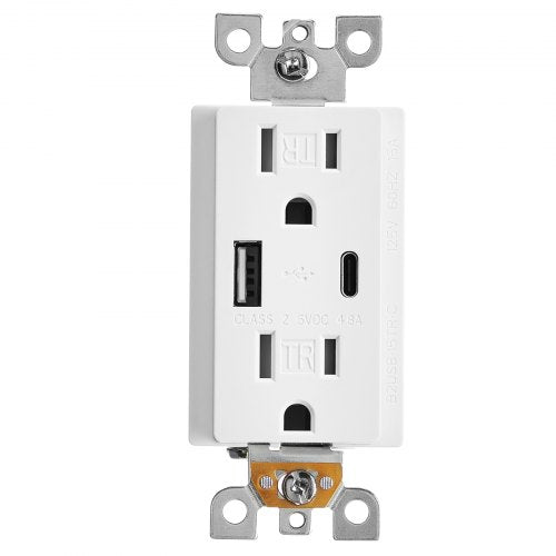 USB Wall Outlet 24 W 15A Tamper Resistant Electrical Outlet with 1 Type C