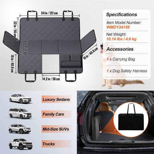 Back Seat Extender for DogsDog Hammock for Car Back seatWaterproof Hard