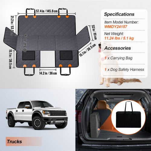 574 x 30.3 in Dog Car Seat Cover for Back Seat Waterproof 600D for Truck –