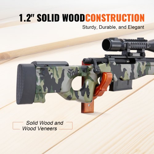 VEVOE Gun Rack Wall Mount Horizontal Gun Rack and Shotgun Hooks Single Gun