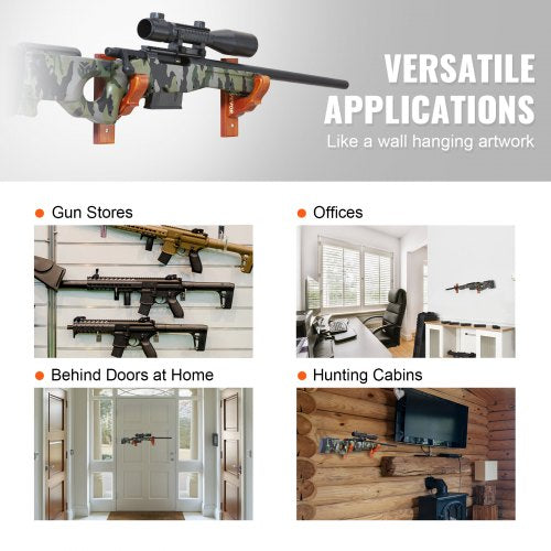 VEVOE Gun Rack Wall Mount Horizontal Gun Rack and Shotgun Hooks Single Gun