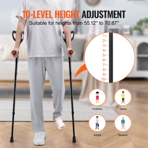 Forearm Crutches for Adults Folding Walking Forearm Crutches with 10Level