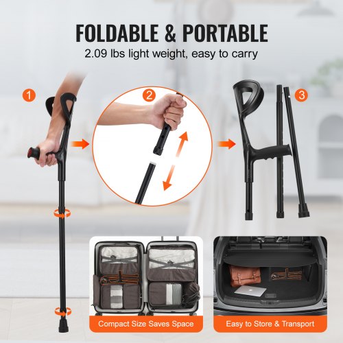 Forearm Crutches for Adults Folding Walking Forearm Crutches with 10Level